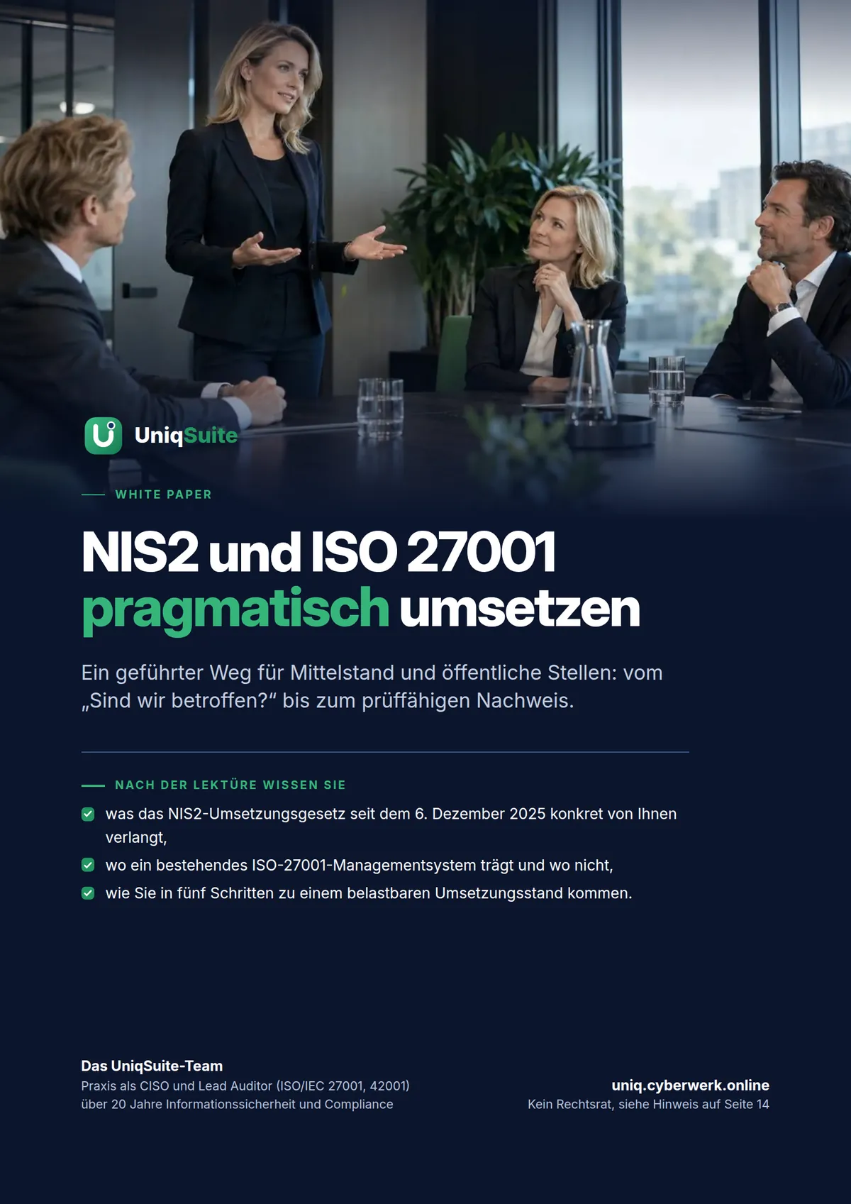 NIS2 und ISO 27001 pragmatisch umsetzen – Seite 1 von 14