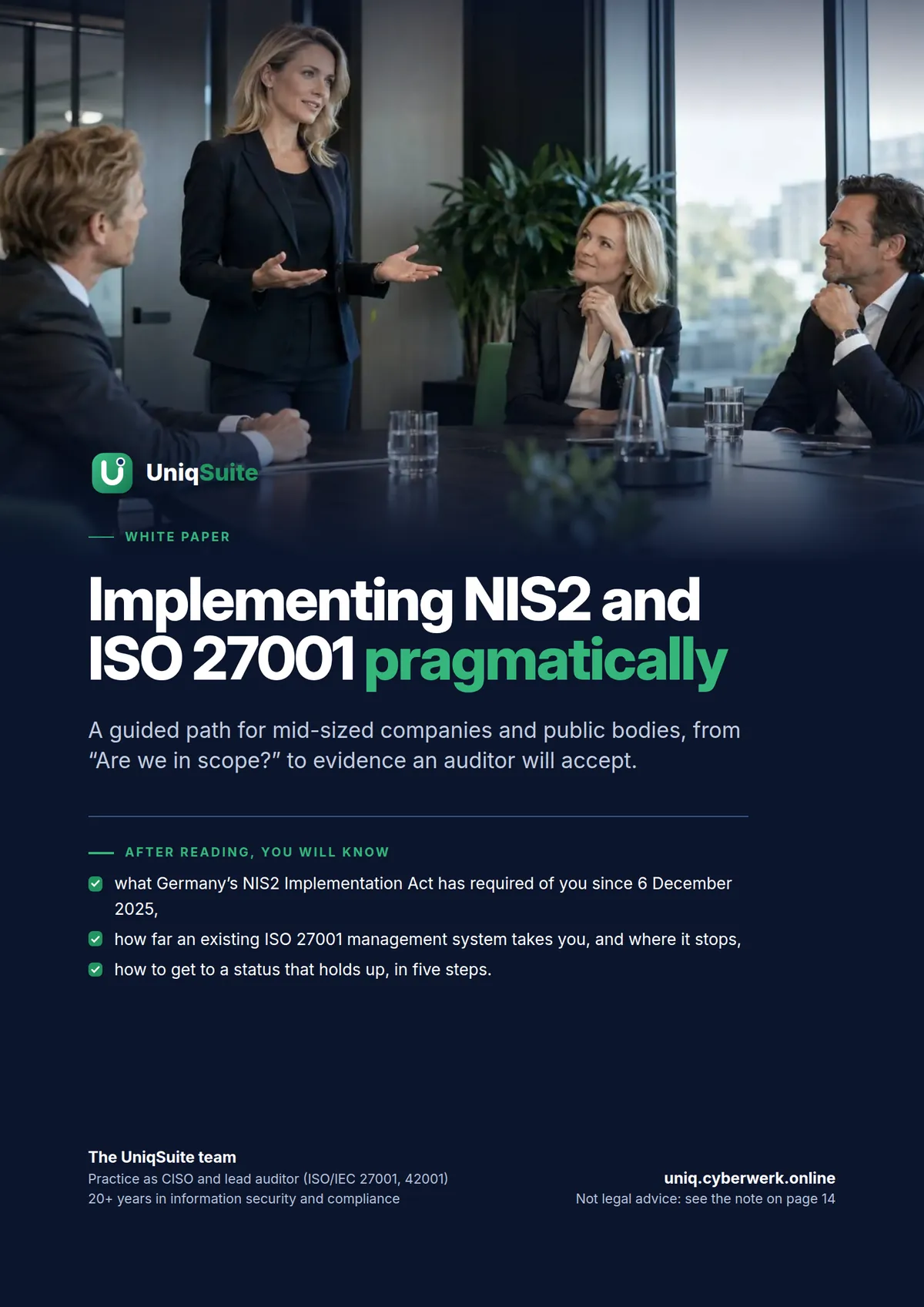 Implementing NIS2 and ISO 27001 pragmatically – Page 1 of 14